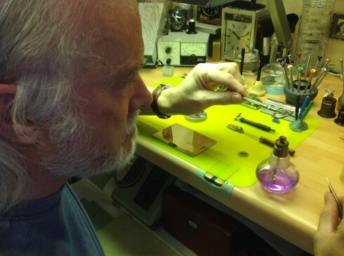 Watchmaker, Peter Roberts, at work