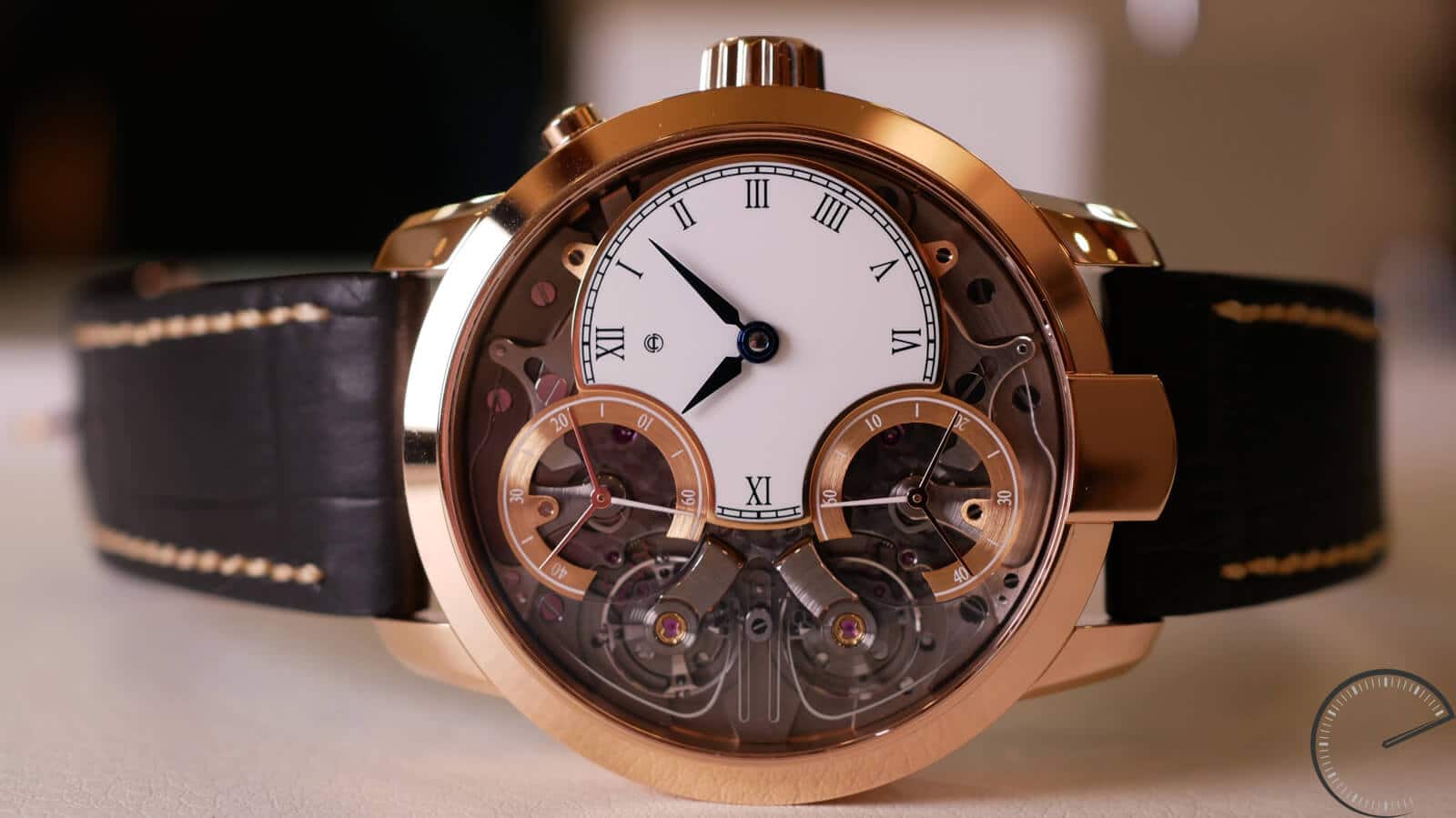 Armin Strom Mirrored Force with gold case and grand feu enamel dial and manufacture movement