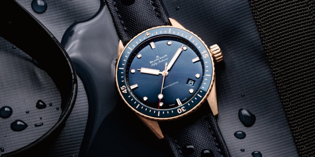 Blancpain Bathyscaphe - blue dial in Sedna gold