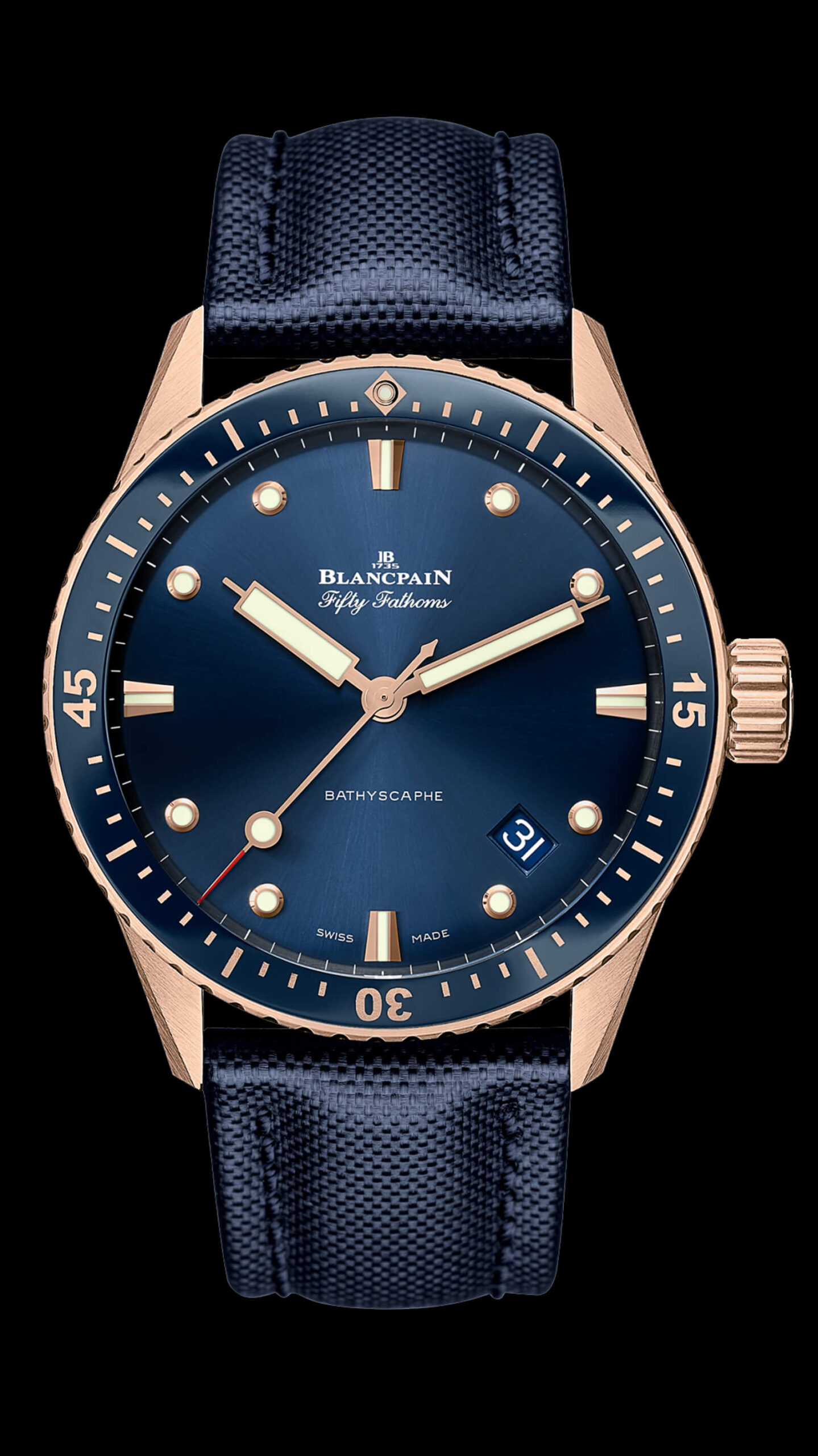 Blancpain Bathyscaphe - blue dial in Sedna gold