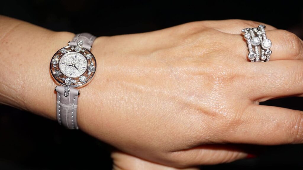 A celebration of the Boodles Raindance collection and the Raindance Watch featuring a quartz movement and gem set dial and case