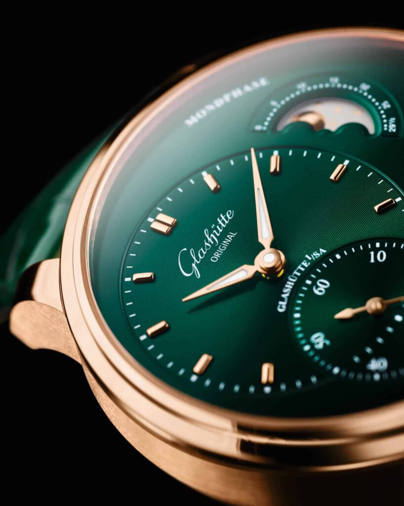 Glashütte Original PanoMaticLunar in red gold and lush green