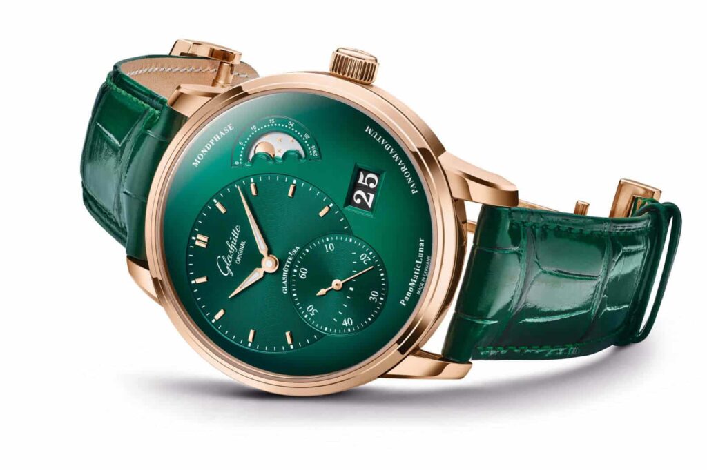 Glashütte Original PanoMaticLunar in red gold and lush green