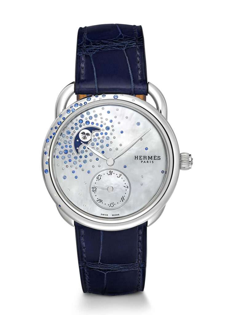 Hermès Arceau Petite Lune Jeté de diamants et saphirs