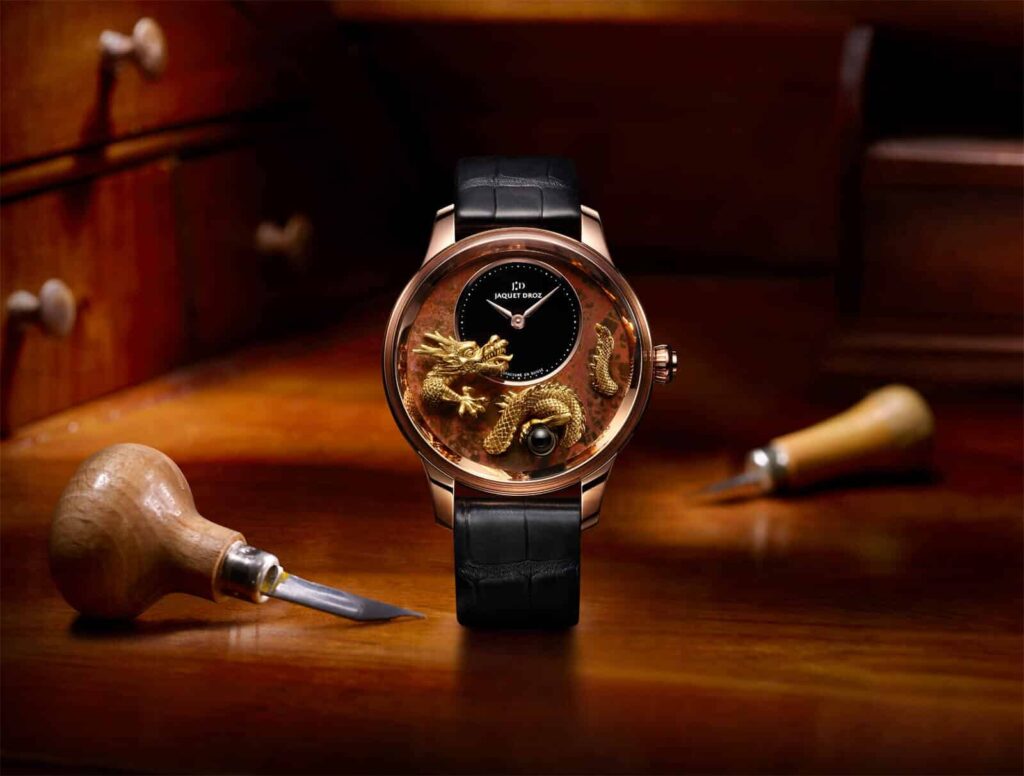 Jaquet Droz Petite Heure Minute Relief Dragon