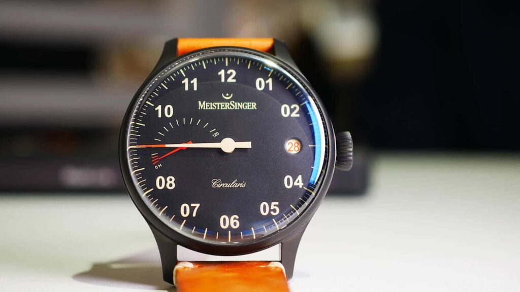 MeisterSinger Circularis Power Reserve Black Line - hand wound watch with power-reserve indicator