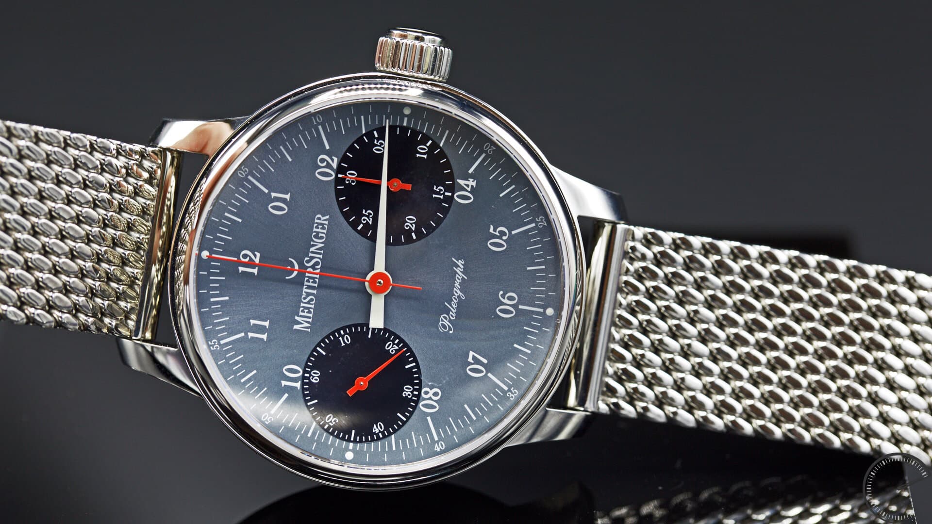MeisterSinger_Paleograph_Single_Push_Column_Wheel_Chronograph_Milanese_bracelet2 - ESCAPEMENT Magazine - watch reviews by Angus Davies