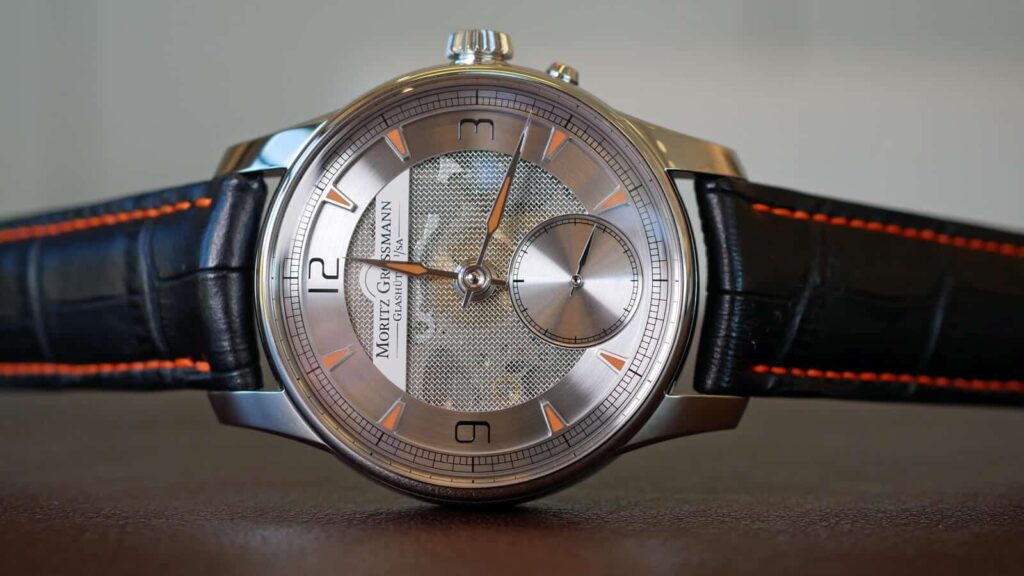 Moritz Grossmann ATUM Pure M with hand-wound movement and mesh dial