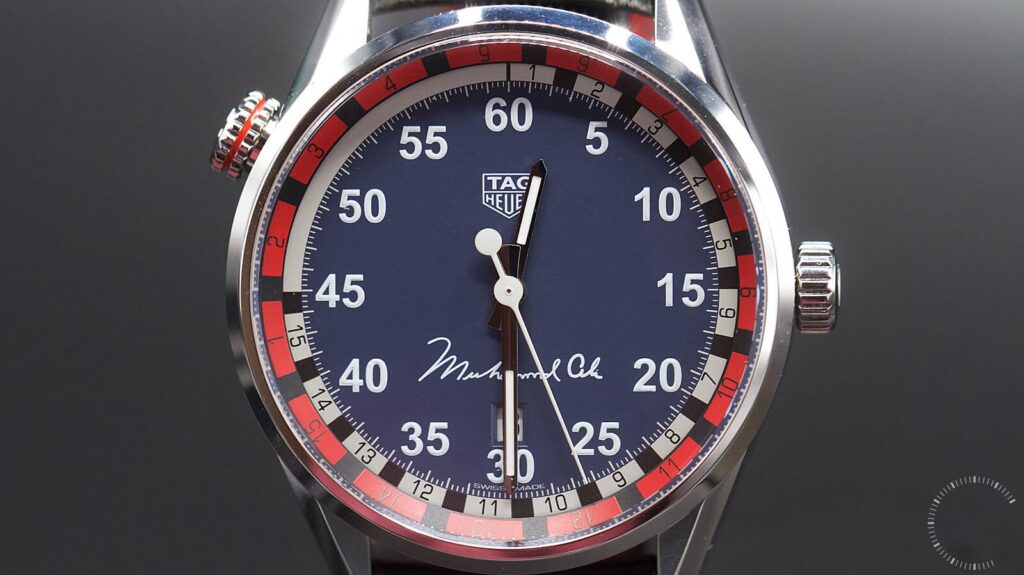 TAG Heuer Carrera Calibre 5 Muhammad Ali Limited Edition featuring rotating inner bezel for timing boxing bouts
