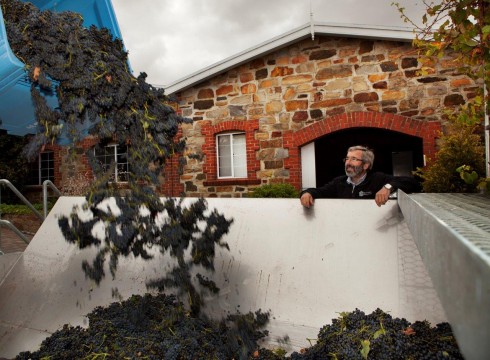 Henschke_Stephen with hopper and crusher_winery images_vintage_2012 Henschke: Hill of Grace Shiraz