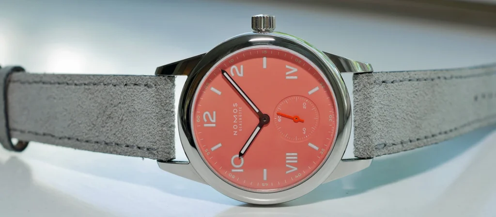 NOMOS Glashütte Club Campus Cream Coral and Electric Green